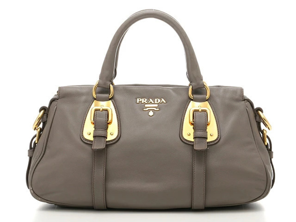 Prada 2way Shoulder Bag soft calfskin gray